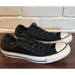 Converse Chuck Taylor All Star Black Shimmer Textured Leather LowTop 8 Goth Punk